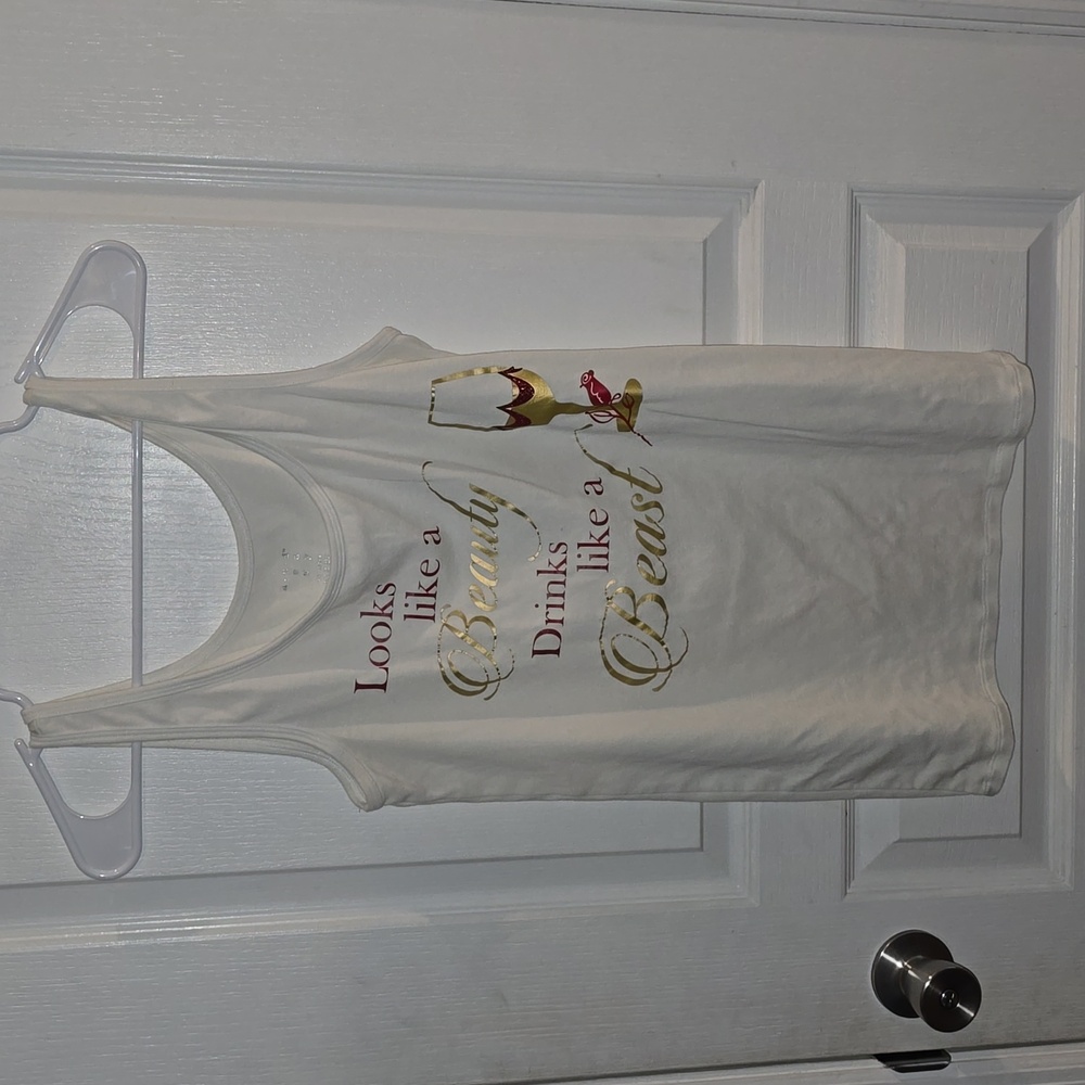 Looks Like a Beauty Drinks Like a Beast Women's XXL White Tank Top Shirt